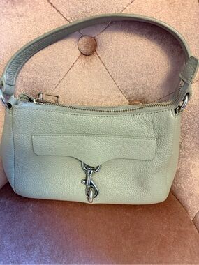 Rebecca Minkoff Megan Mini Pebbled Leather Shoulder Bag - Grey-Like New